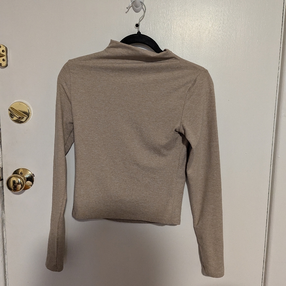 Express Mockneck Tan Long Sleeve Top